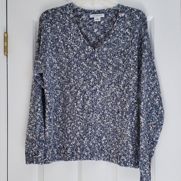 Liz Claiborne Cotton Blend V Neck Sweater - Picture 1 of 5